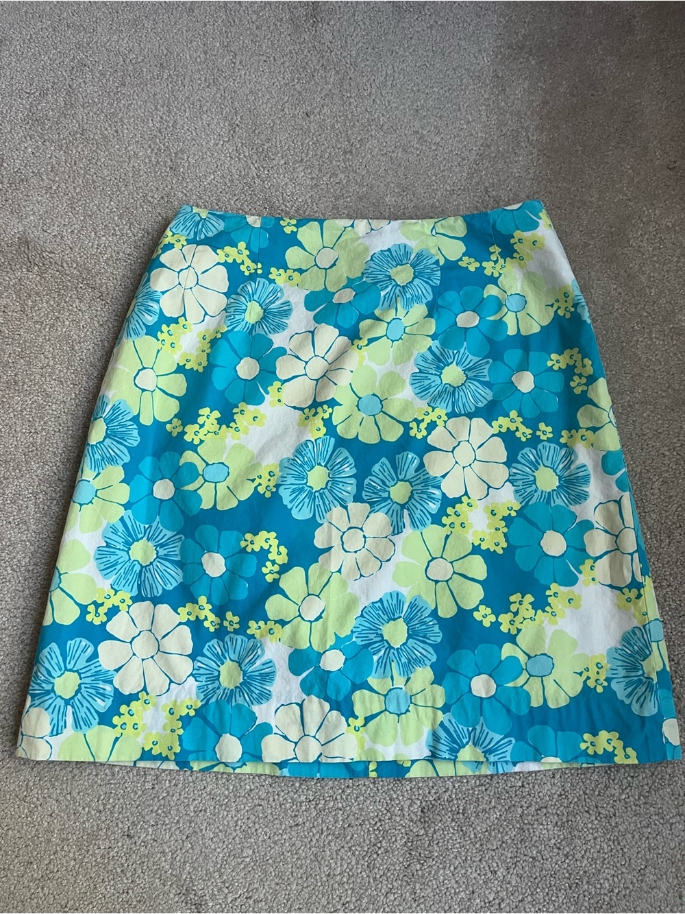 Vintage Lilly Pulitzer floral daisy mini retro blue green skirt sz 0